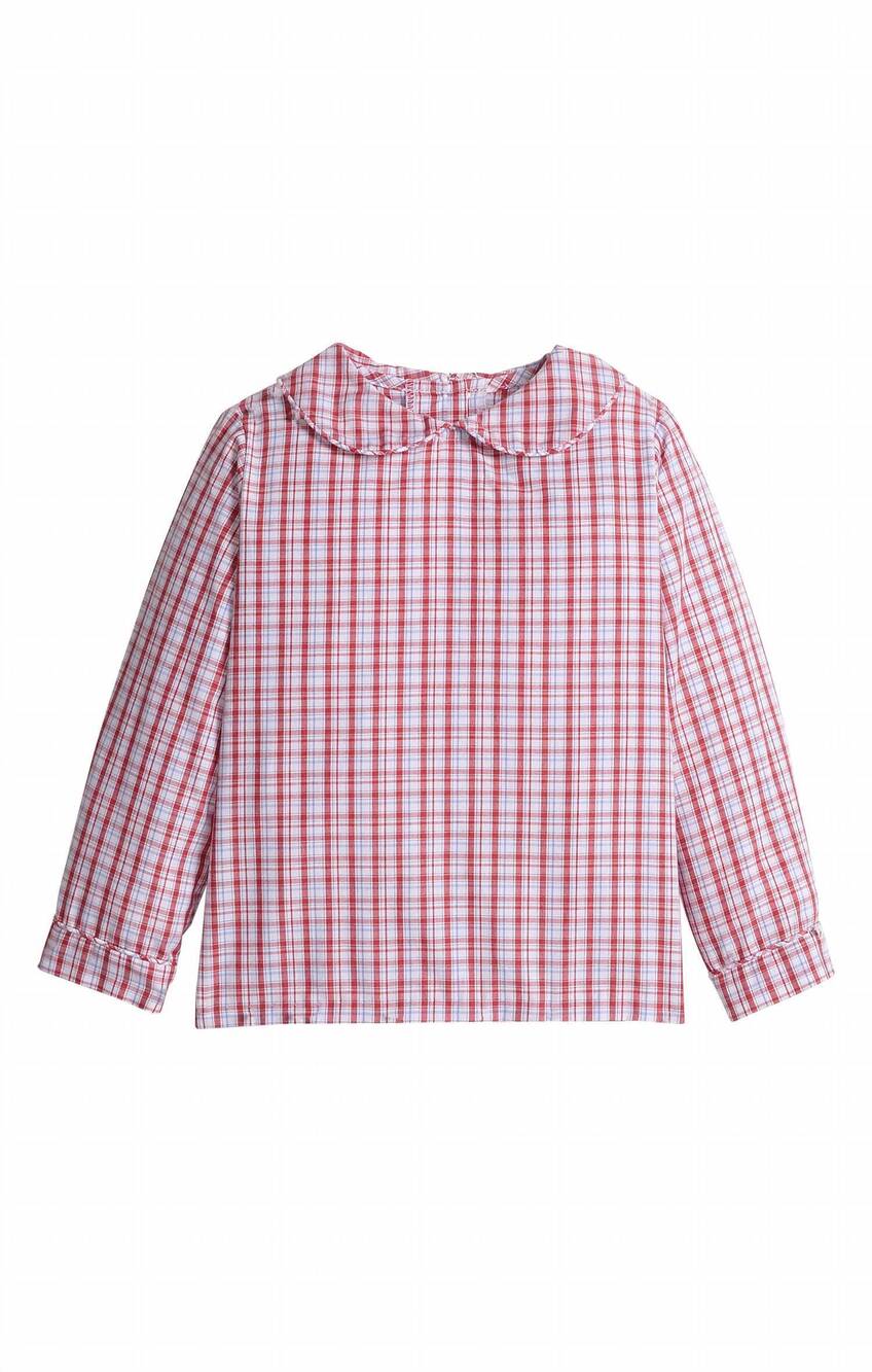 NEW LITTLE ENGLISH kid's hartford plaid peter pan shirt in red